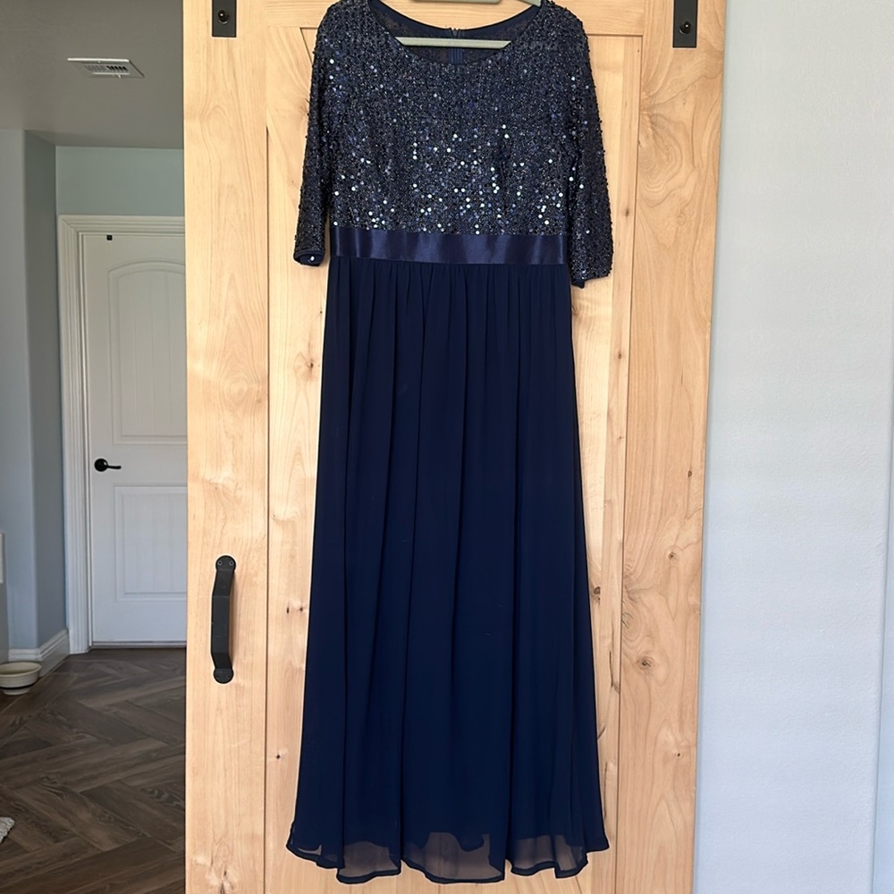 Navy Formal Gown Sequins Plus Size